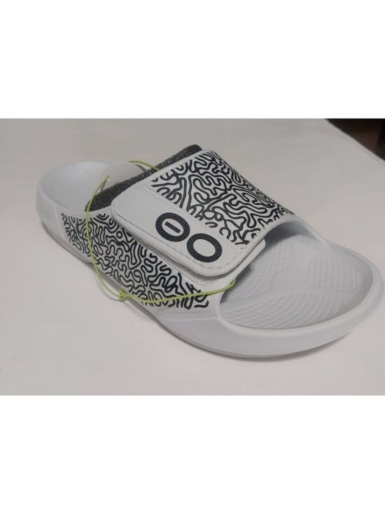 White Labyrinth OOFOS Ooahh Sport Flex Slide Mens Size 11 Womens 13 Sandals Shoe main image 2